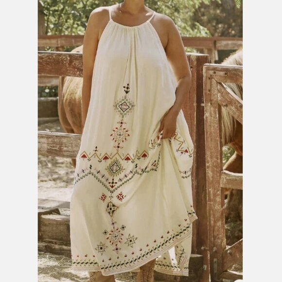 By Anthropologie Dresses & Skirts - by ANTHROPOLOGIE Boho Floral Embroidered Maxi Dress Beachy Resort Small Cruise